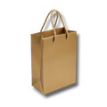 Bolsa de regalo PartyStore dorada con acabado metálico y asas de cuerda trenzada, 27cm de alto