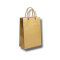 Bolsa de regalo PartyStore color dorado con asas trenzadas, ideal para perfumería, 22cm de alto.
