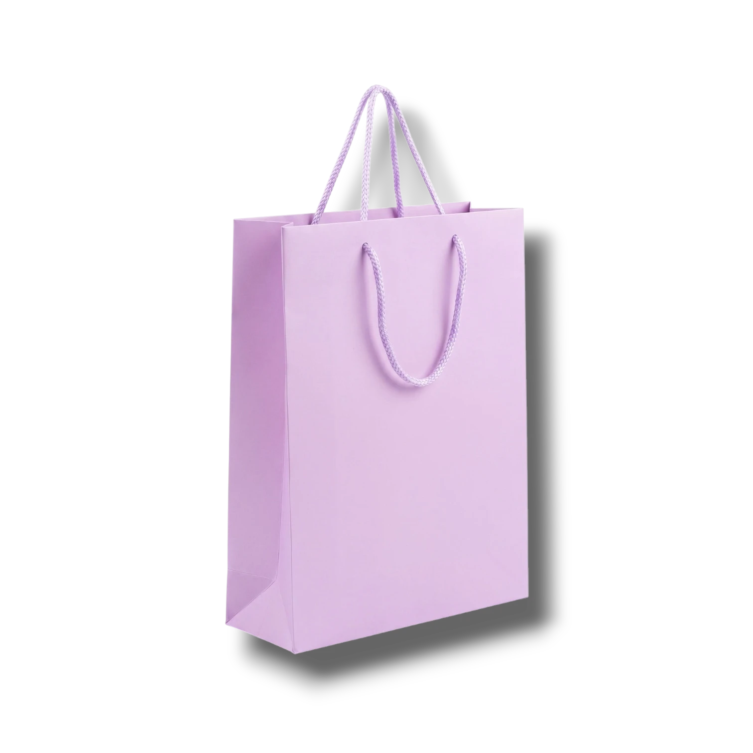 Bolsa de regalo grande color lila de PartyStore con asas de cuerda trenzada, ideal para obsequios elegantes.
