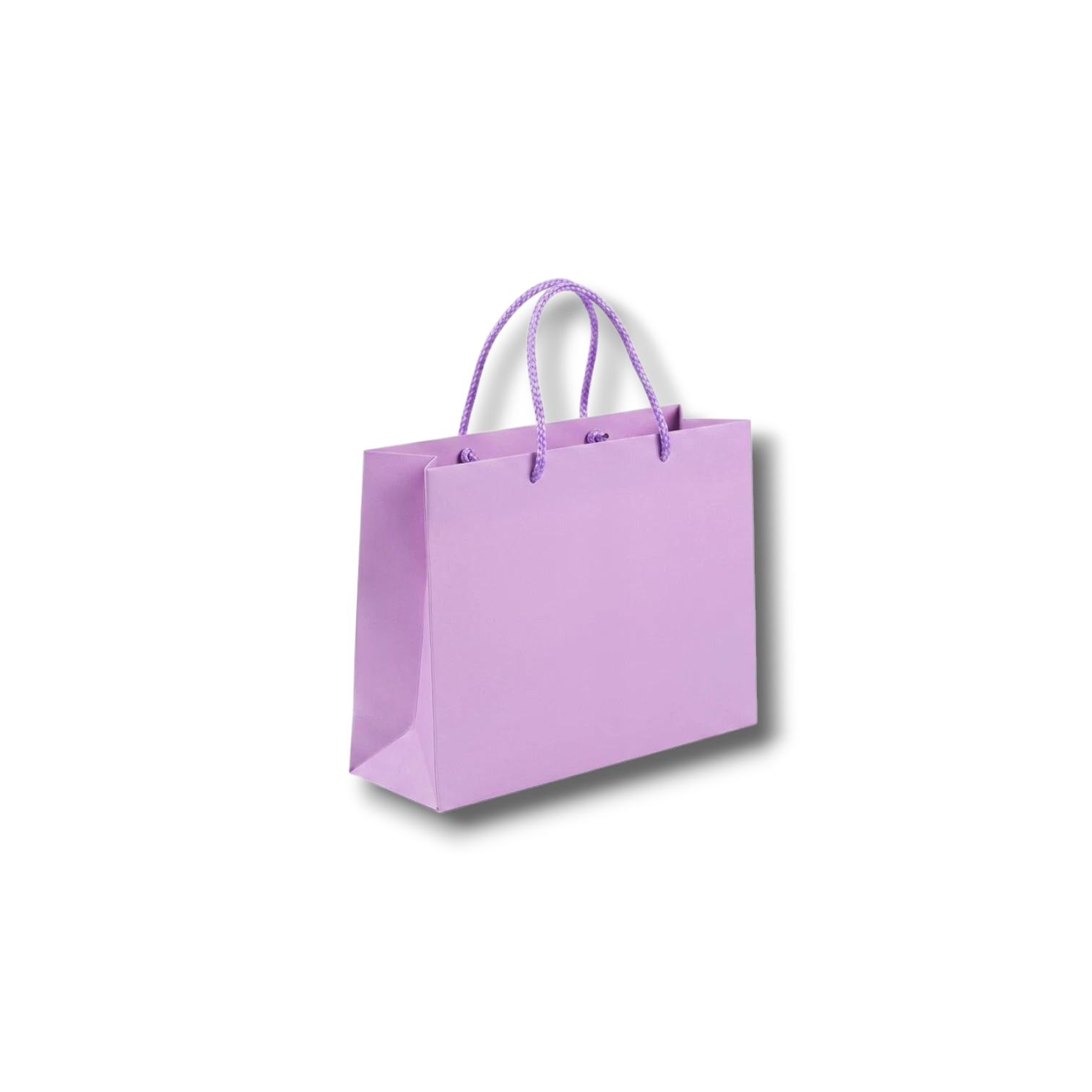 Bolsa de regalo PartyStore color lila con asas de cuerda trenzada, ideal para obsequios de 26x19x12 cm