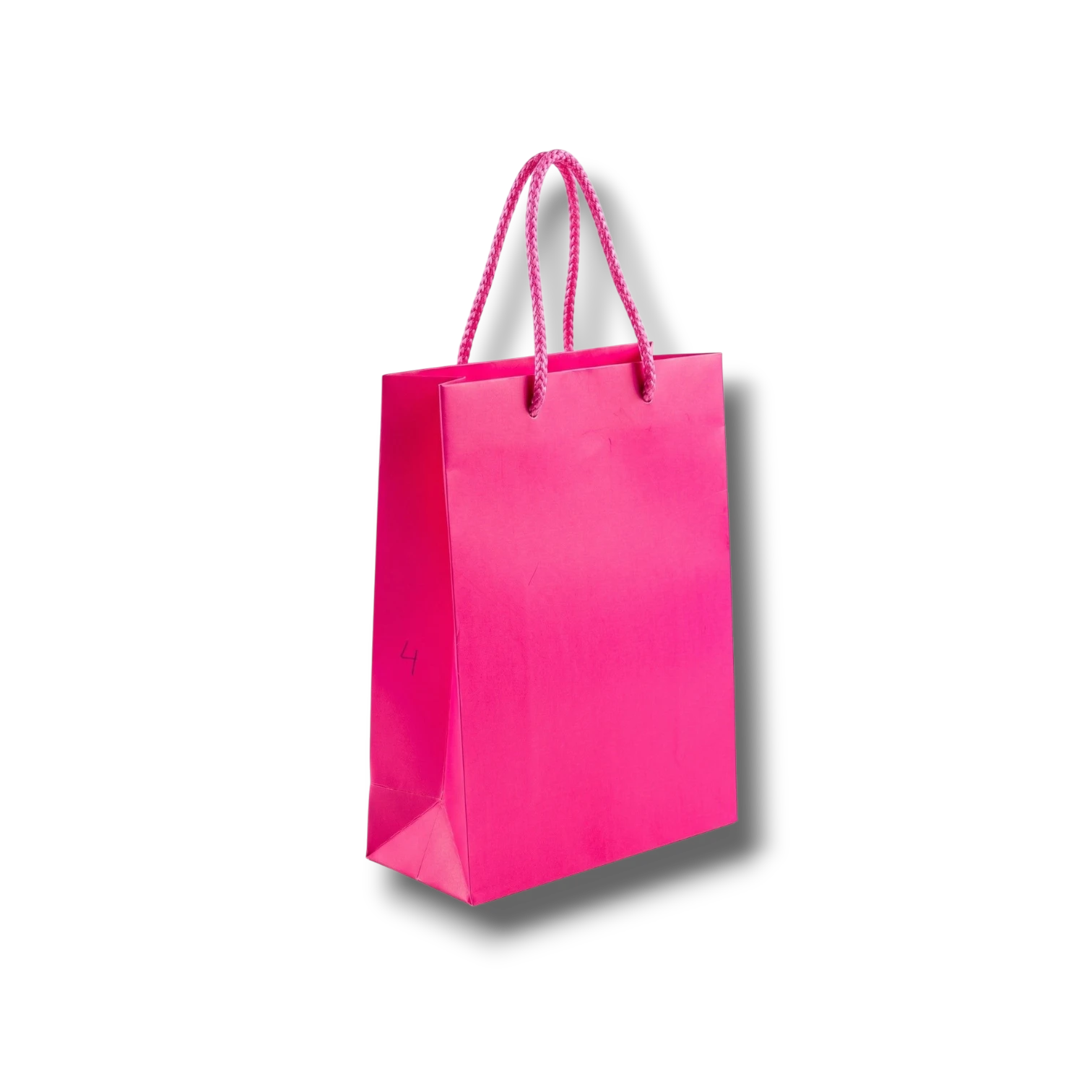Bolsa de regalo PartyStore color magenta con asas de cuerda trenzada, ideal para perfumes y detalles pequeños.