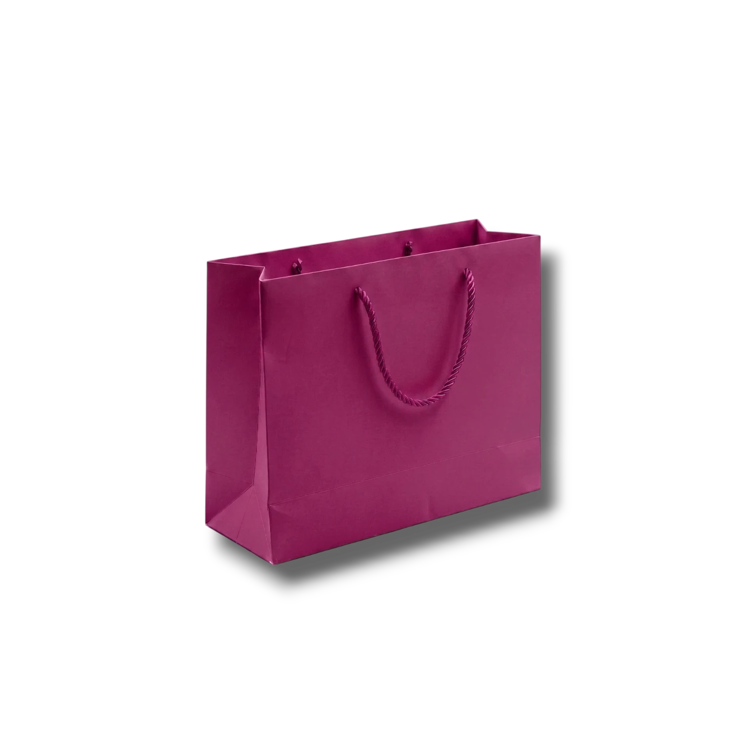 Bolsa de regalo PartyStore color magenta con asas de cordón, diseño rectangular de 33x25x15 cm para obsequios.