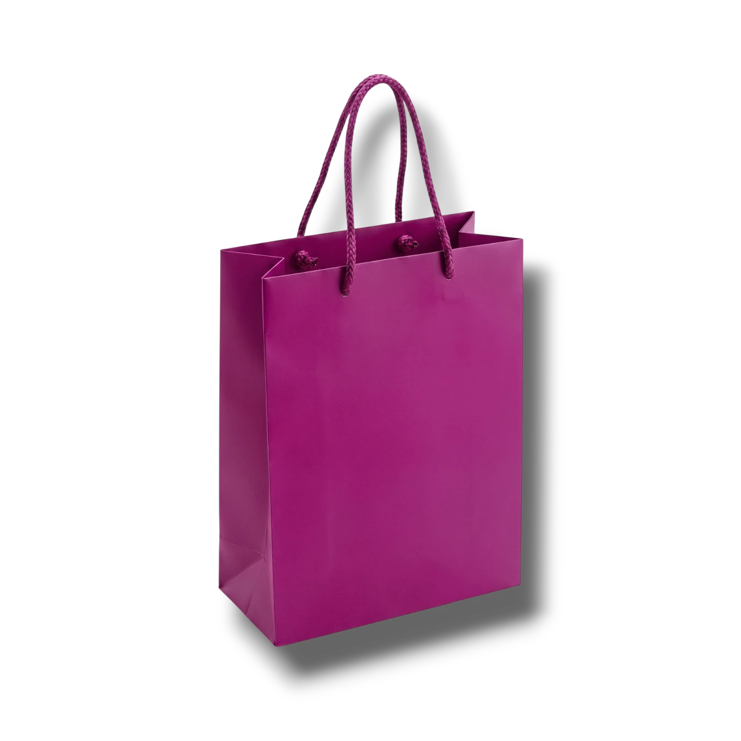 Bolsa de regalo PartyStore color magenta con asas de cuerda trenzada, ideal para obsequios de 27x20x9 cm.