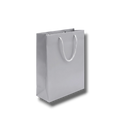 Bolsa de regalo mediana PartyStore en color plata con asas de cordón, ideal para obsequios elegantes