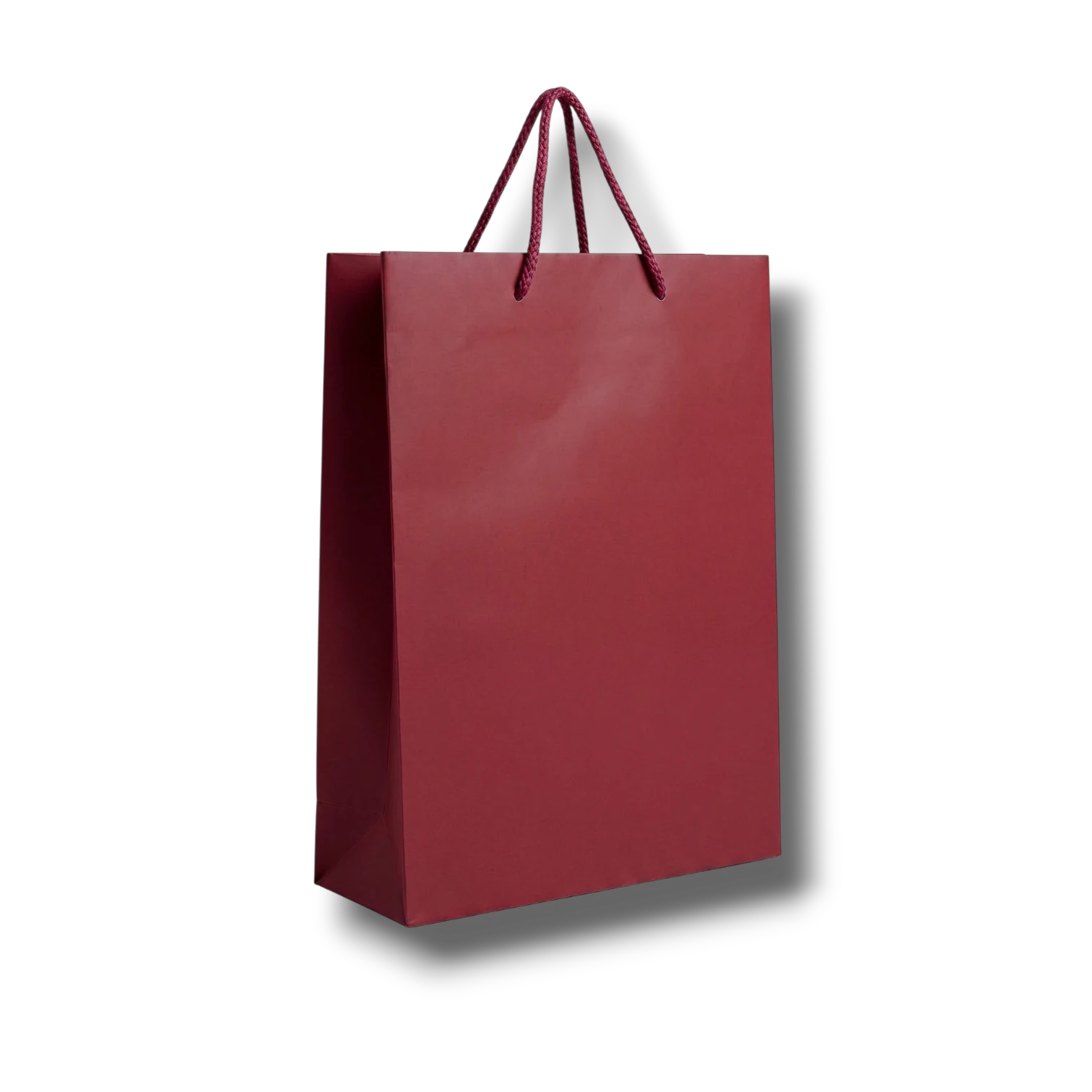 Bolsa de regalo mediana PartyStore color vino con asas de cuerda trenzada, ideal para obsequios elegantes