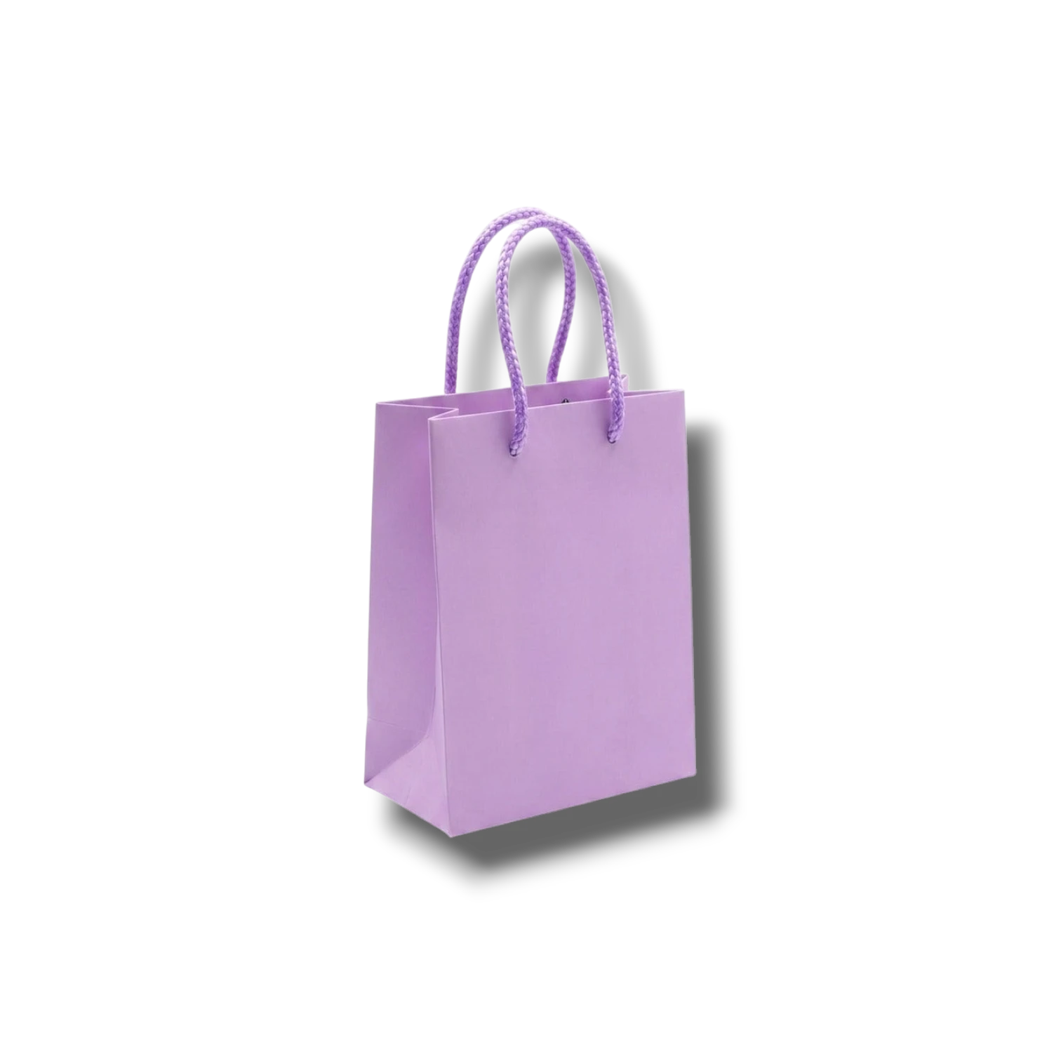 Bolsa de regalo mini color lila de PartyStore con asas de cuerda trenzada, ideal para detalles pequeños