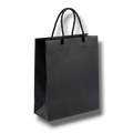 Bolsa de regalo mediana negra de PartyStore con asas de cuerda trenzada sobre fondo blanco