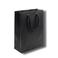 Bolsa de regalo PartyStore negra de papel con asas de cuerda trenzada y ojales dorados, 27cm de alto
