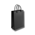 Bolsa de regalo PartyStore negra de 22cm de alto con asas trenzadas, ideal para perfumería y detalles elegantes.