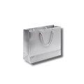 Bolsa de regalo PartyStore color plata con acabado brillante y asas de cuerda trenzada a juego