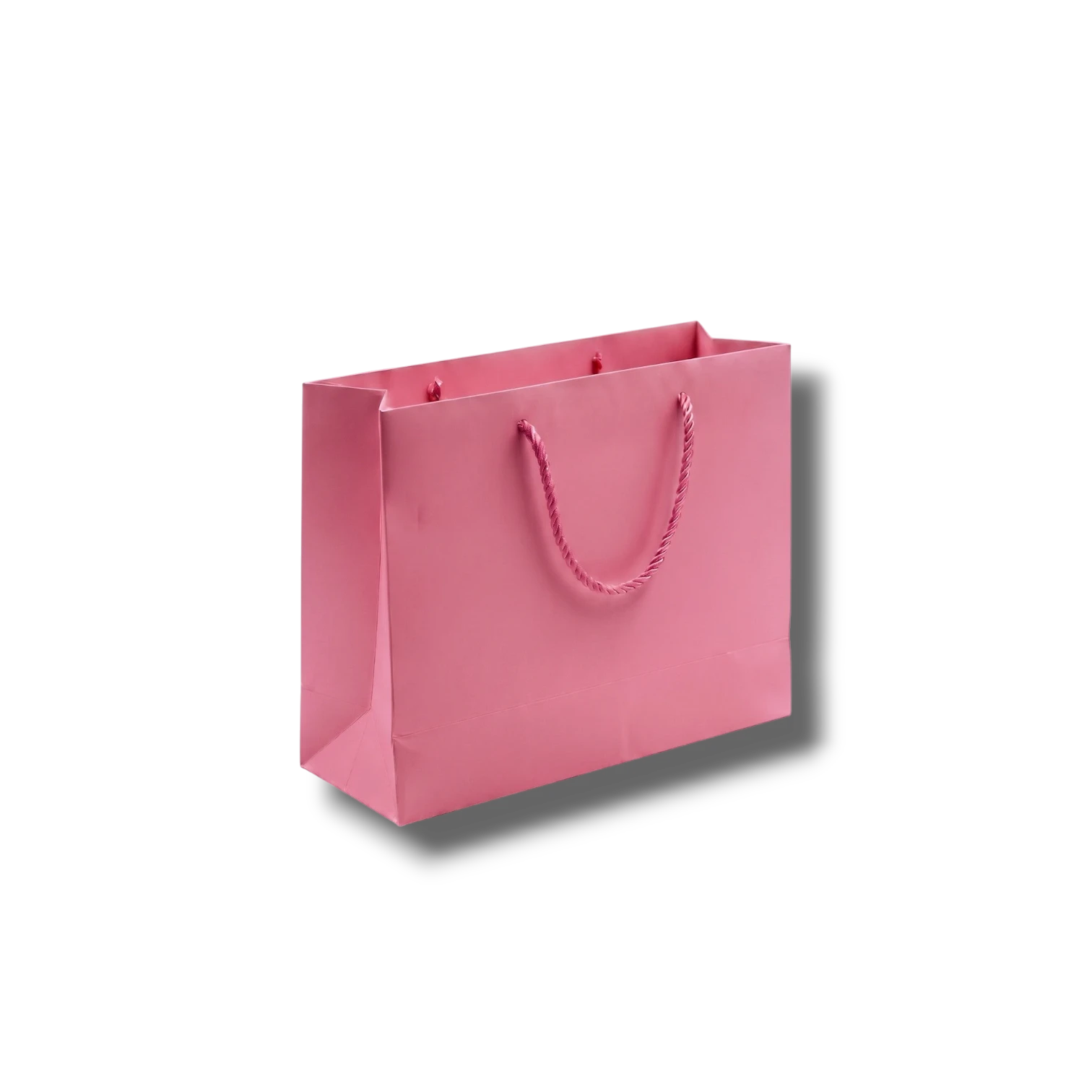 Bolsa de regalo rosa PartyStore con asas de cuerda trenzada, ideal para detalles elegantes y celebraciones