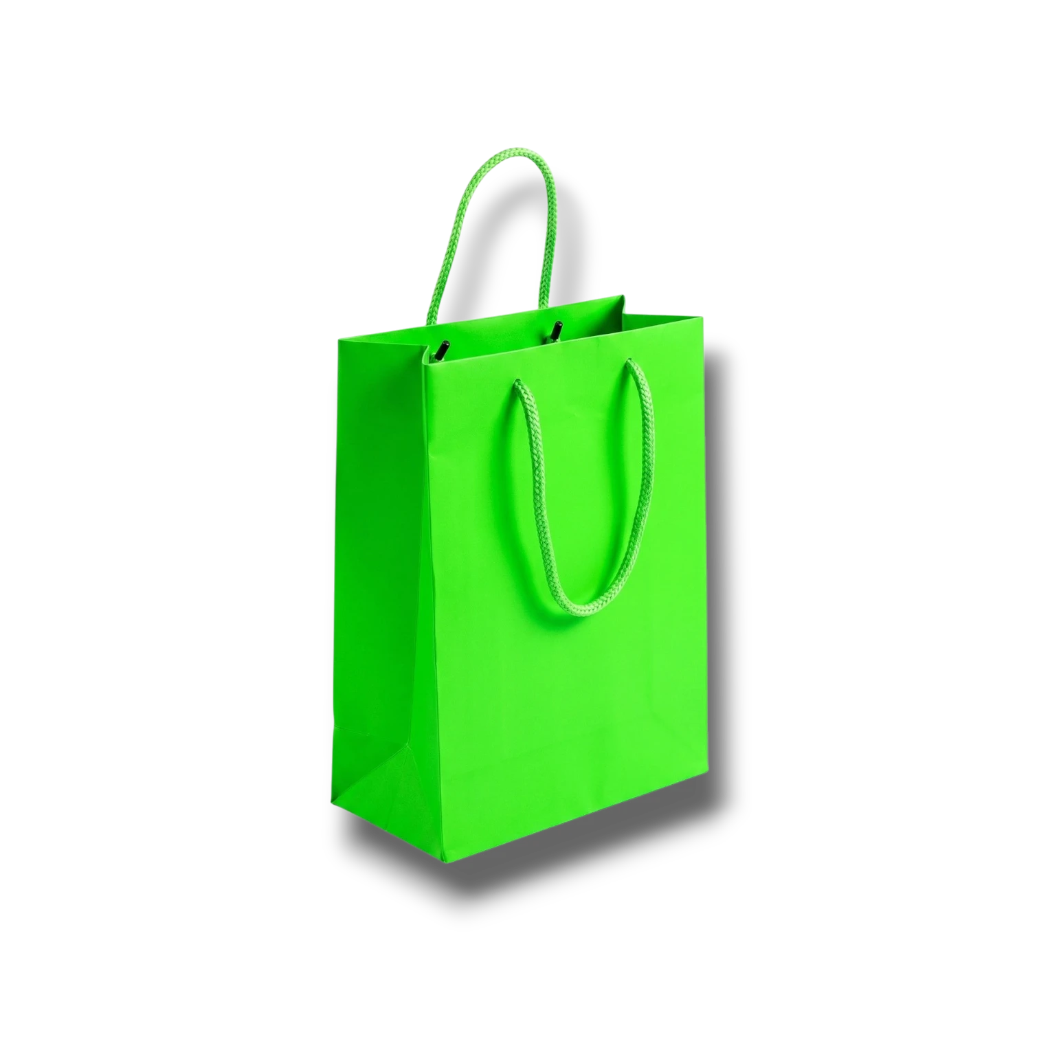 Bolsa de regalo PartyStore de color verde brillante con asas de cuerda a juego para perfumería o detalles pequeños