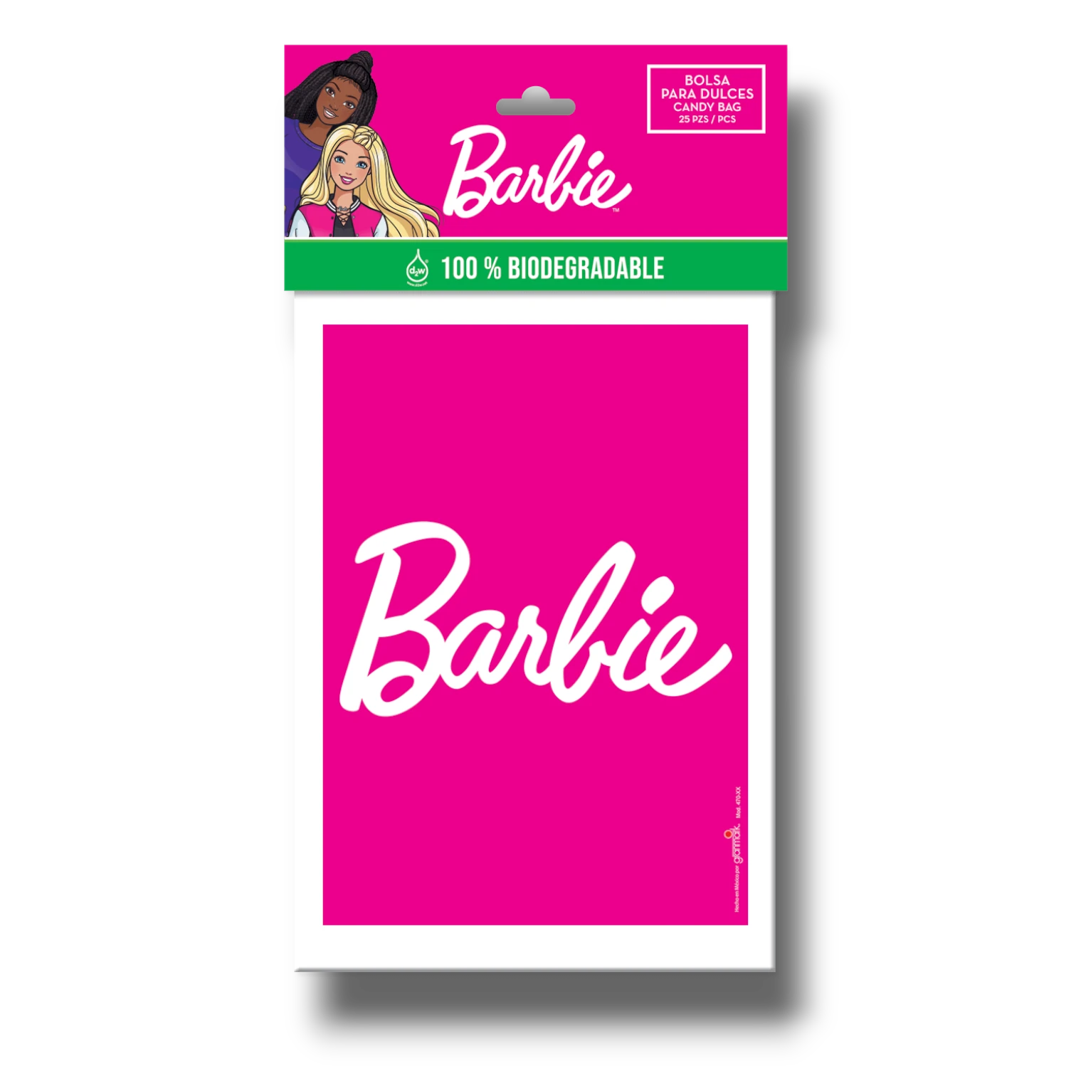 Paquete de 25 bolsas para dulces Barbie de PartyStore en color rosa brillante con el logo oficial