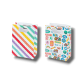 Bolsas de papel PartyStore con diseño de rayas coloridas y pegatinas divertidas, paquete de 8 unidades