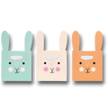 Set de 3 bolsas de regalo PartyStore con forma de conejito en colores pastel verde, crema y naranja