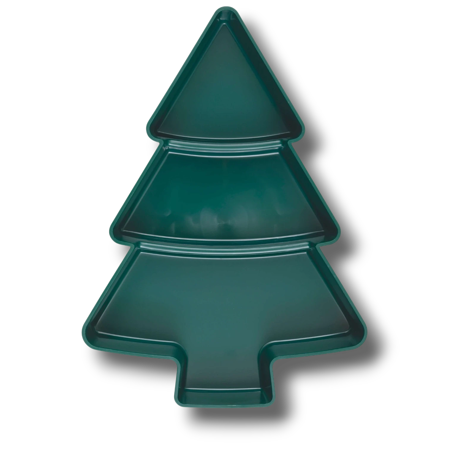 Bowl PartyStore con forma de árbol de Navidad en color verde oscuro, ideal para servir aperitivos festivos.