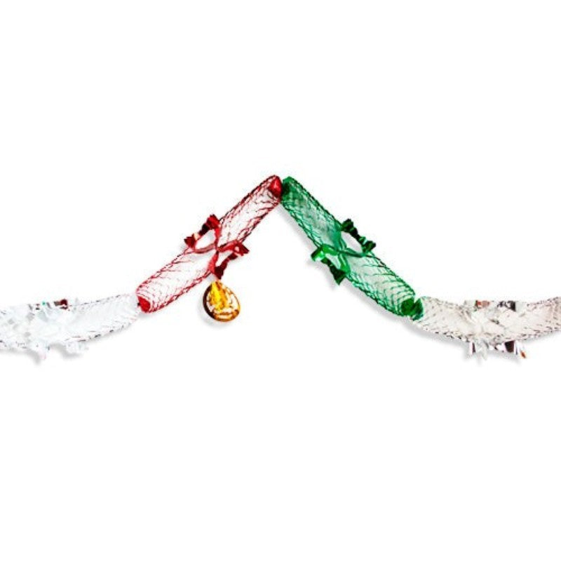 Cadena de barril PartyStore tricolor con detalles metálicos en rojo, blanco y verde para decoración festiva