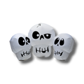 Tres calaveras inflables blancas con expresiones divertidas de PartyStore para decoración de Halloween
