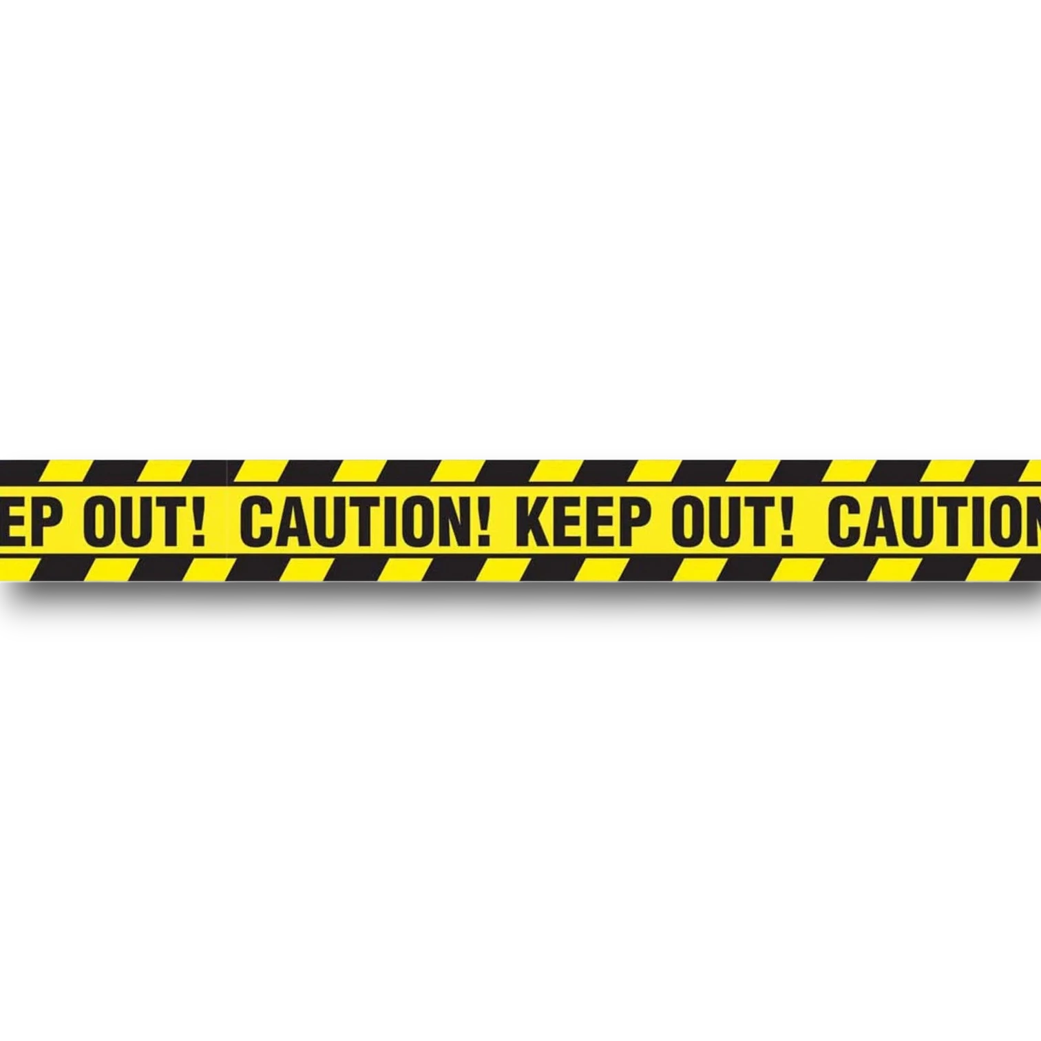 Cinta de precaución PartyStore amarilla y negra con texto Keep Out Caution para decoración de fiestas temáticas