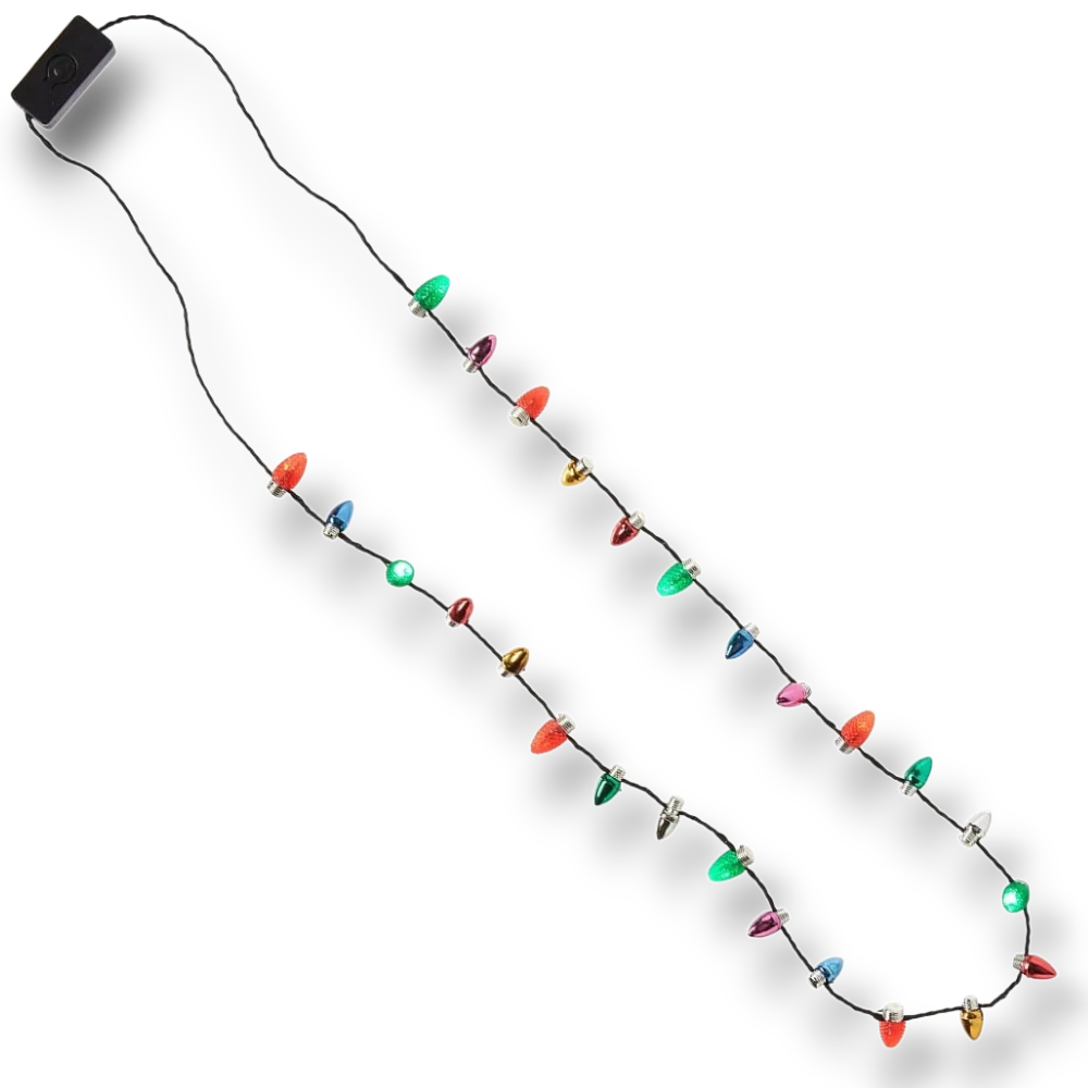 Collar PartyStore con luces LED navideñas de colores brillantes y cable negro para fiestas temáticas