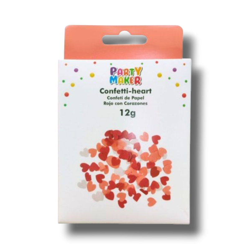 Confeti de corazones rojos PartyStore en paquete de 12g para decoración de fiestas y celebraciones románticas