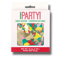 Confeti navideño PartyStore con formas de árboles en colores vibrantes, dorado, rojo y verde para decoración de mesa