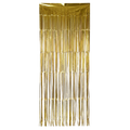 Cortina decorativa PartyStore de flecos metálicos en color dorado mate para fiestas y eventos