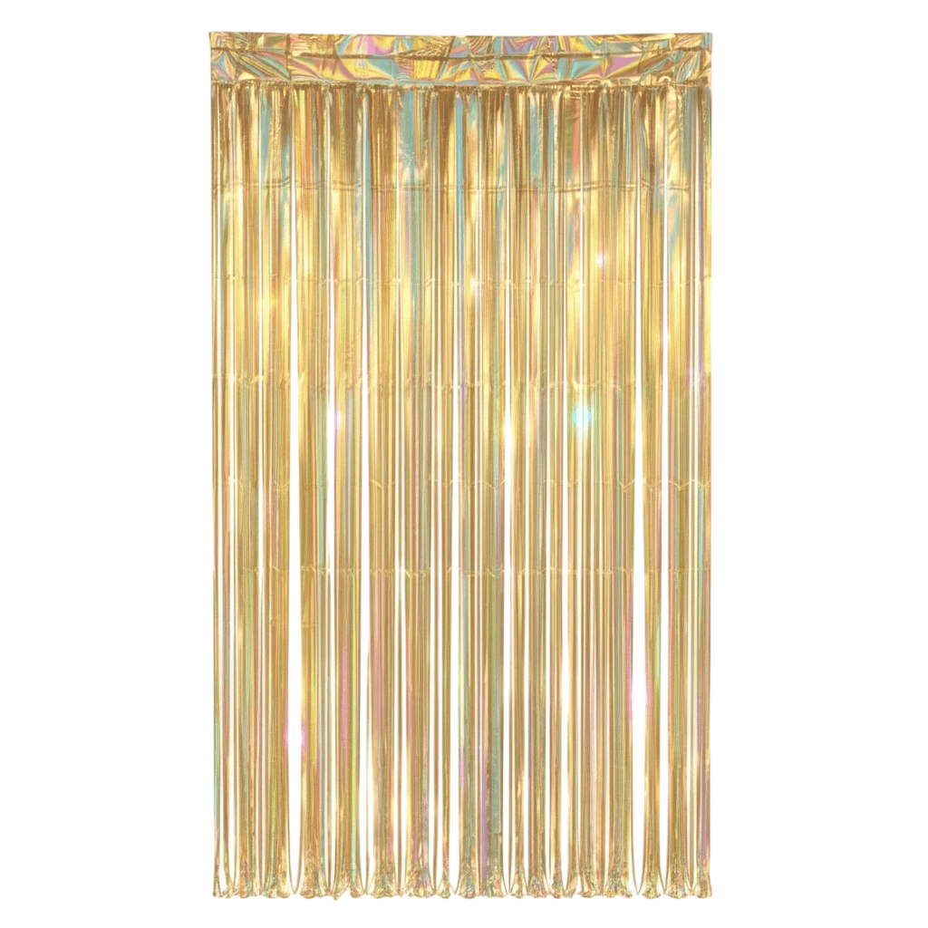 Cortina iridiscente amarilla de PartyStore para decoración de fiestas con acabado brillante y efecto metálico