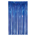 Cortina iridiscente azul rey de PartyStore para decoración de fiestas con flecos brillantes y acabado metálico
