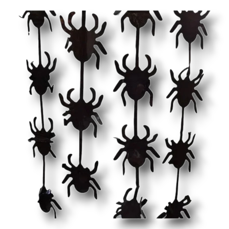 Cortina metálica negra con figuras de arañas colgantes para decoración de Halloween de PartyStore