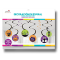 Decoración en espiral PartyStore con 8 piezas temáticas de Halloween incluyendo gatos, calabazas y monstruos