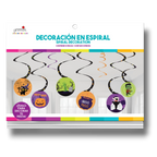 Decoración en espiral PartyStore con 8 piezas temáticas de Halloween incluyendo gatos, calabazas y monstruos