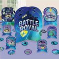 Kit de decoración de mesa PartyStore con temática de Battle Royal, incluye centros de mesa y confeti de cartón azul