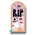 Decoración para puerta PartyStore con diseño de fantasma, calaveras y calabaza en tonos pastel para Halloween