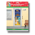 Decoración de puerta PartyStore con diseño de nacimiento navideño, incluye figuras de la Sagrada Familia y animales