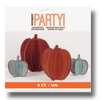 Set de 4 decoraciones de centro de mesa de calabazas PartyStore en tonos naranja y azul para Acción de Gracias