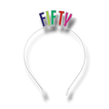 Diadema PartyStore Deluxe Headband Fifty con letras coloridas para celebración de 50 cumpleaños
