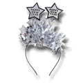 Diadema PartyStore plateada con estrellas brillantes y texto Happy New Year para celebraciones de año nuevo