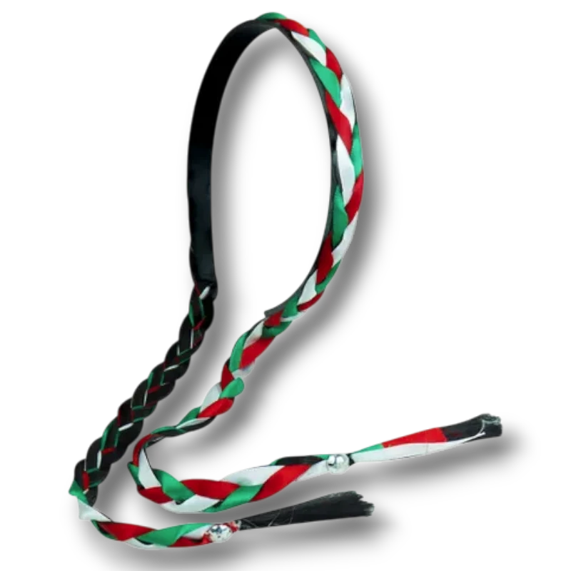 Diadema PartyStore con trenza tricolor en verde, blanco y rojo, accesorio festivo para el cabello
