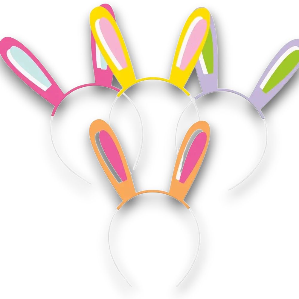 Set de 4 diademas PartyStore con orejas de conejo coloridas para fiestas infantiles y Pascua