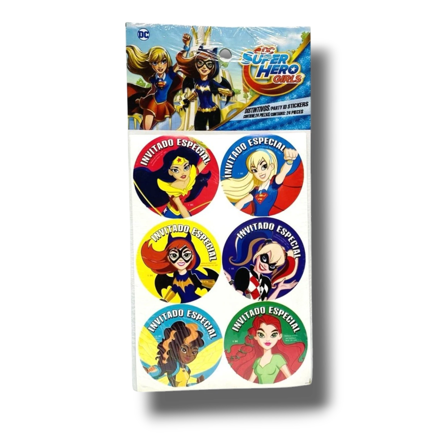 Paquete de 12 distintivos PartyStore con diseños de personajes de DC Super Hero Girls para fiestas infantiles