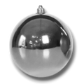 Esfera navideña jumbo PartyStore de 50 cm en color plata brillante con acabado metálico para decoración festiva