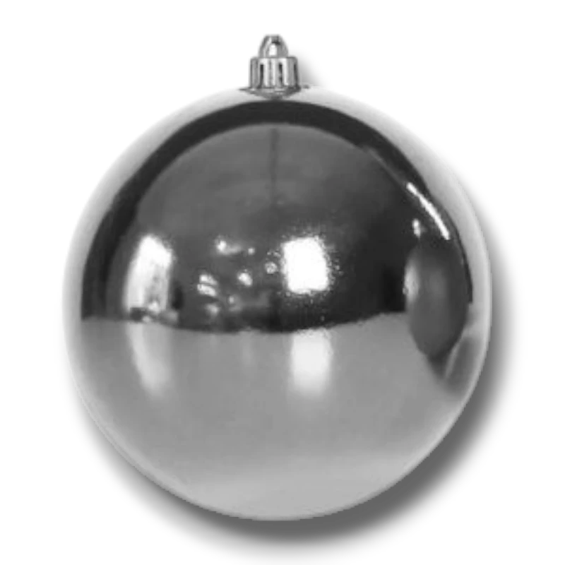 Esfera navideña jumbo PartyStore de 50 cm en color plata brillante con acabado metálico para decoración festiva