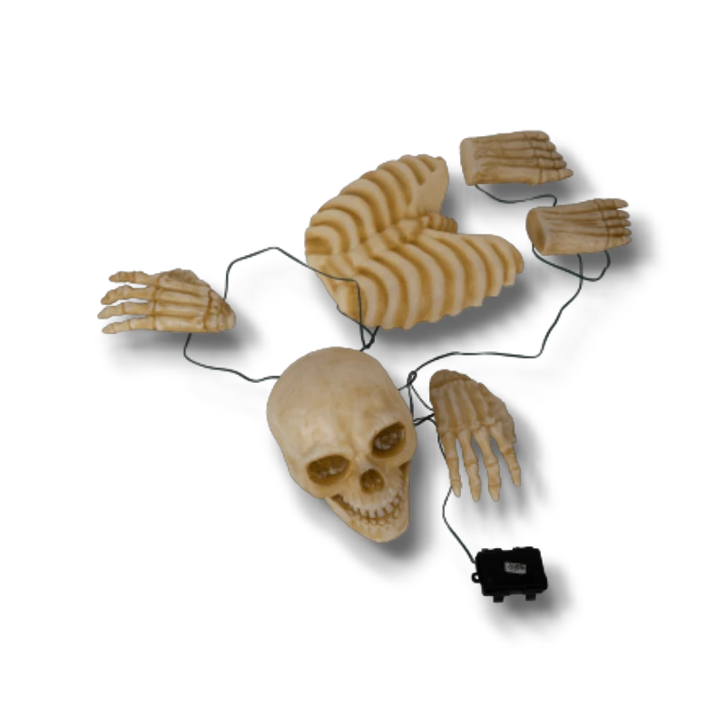 Decoración de esqueleto para jardín PartyStore con piezas de plástico beige y luces integradas para Halloween