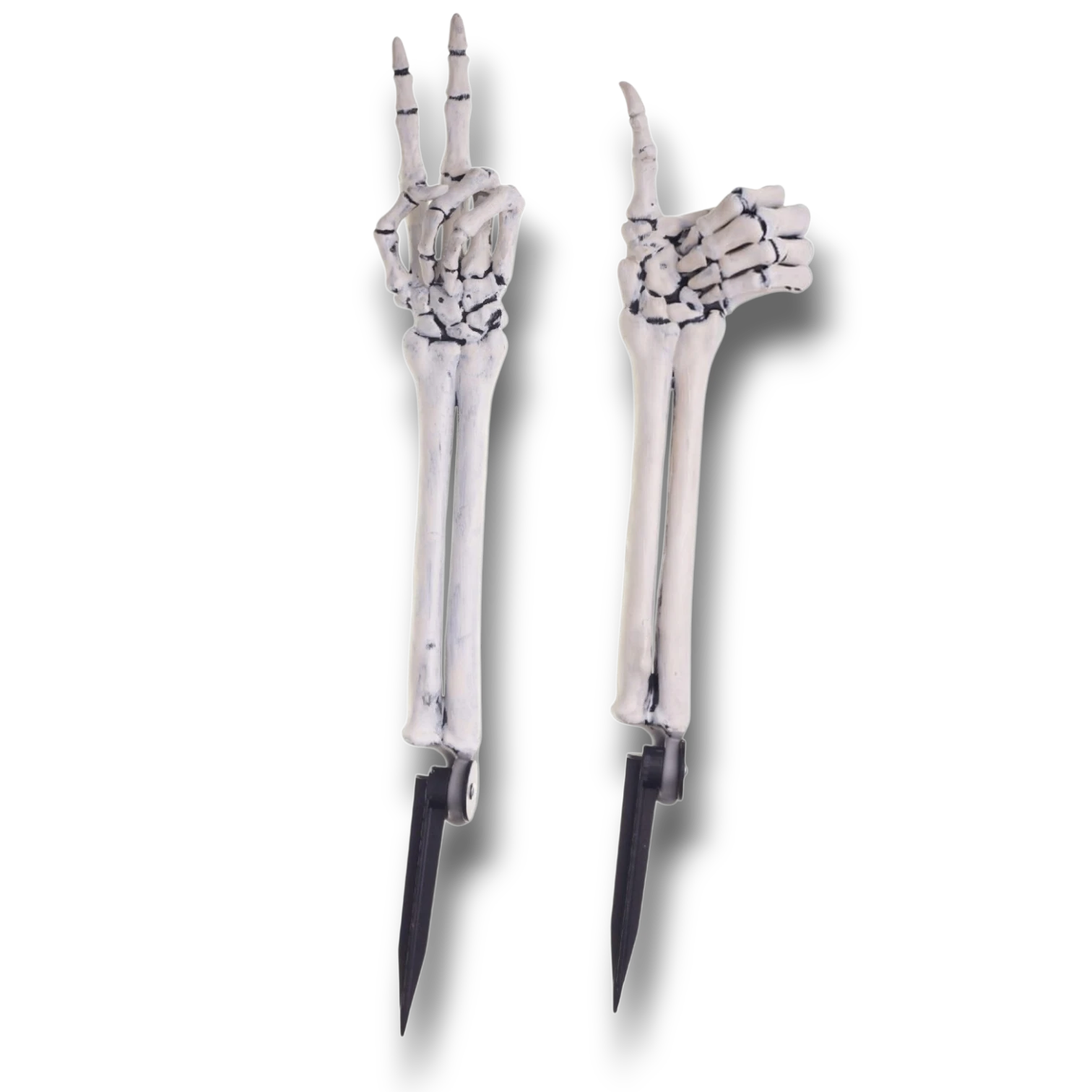 Set de dos estacas de jardín PartyStore con forma de manos de esqueleto en color blanco y gris para decoración