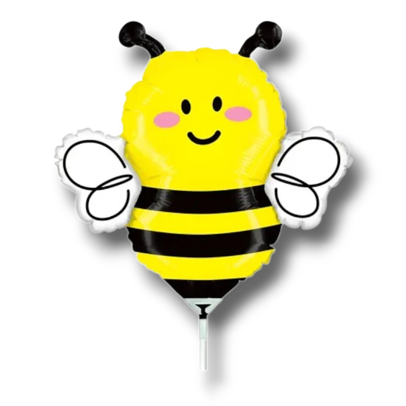 Globo metalizado de 9 pulgadas con forma de abejita sonriente de PartyStore, ideal para decoraciones infantiles.