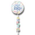 Globo PartyStore Airwalker Hello Baby con diseño de iconos infantiles coloridos y bloques de letras ABC