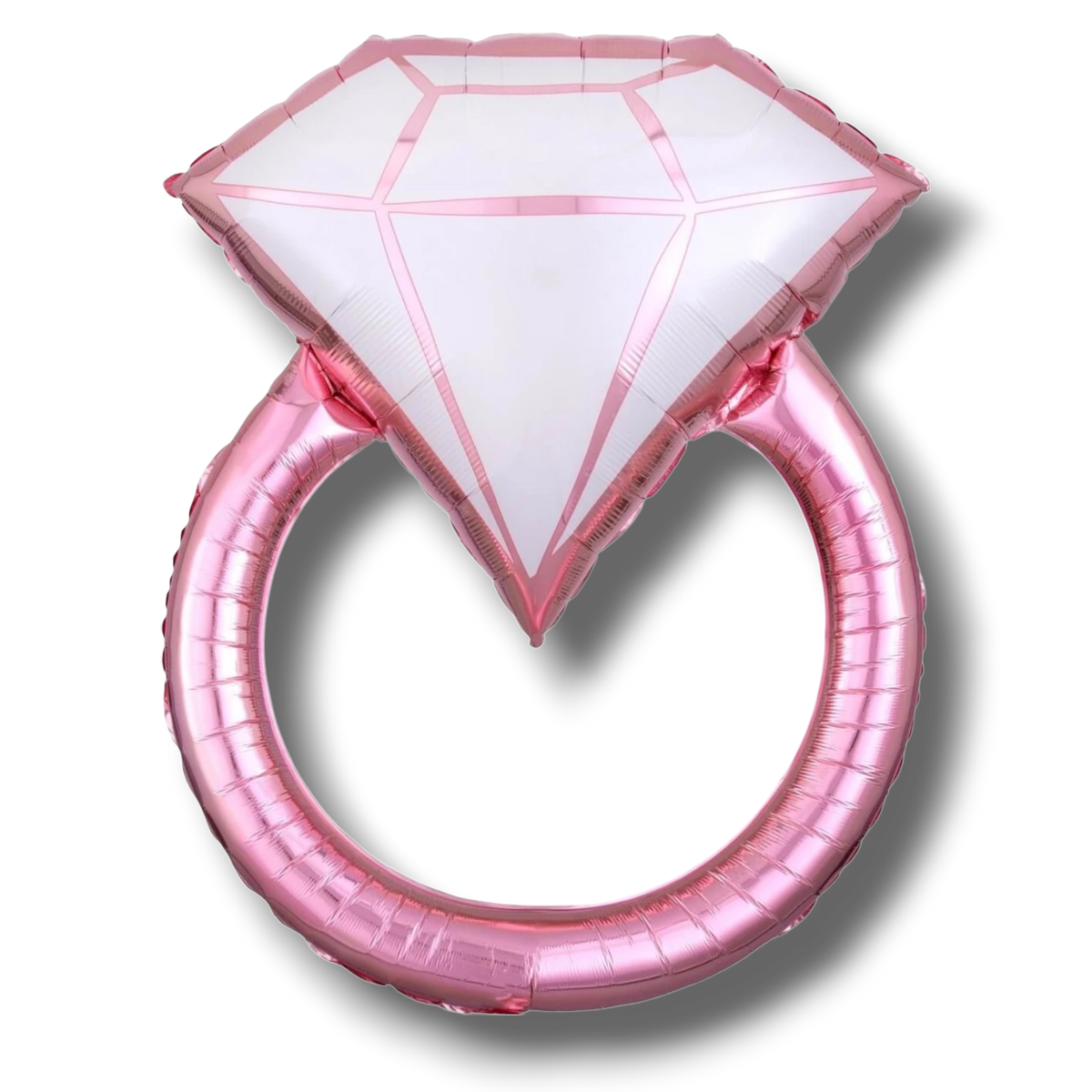 Globo PartyStore de 36 pulgadas con forma de anillo de compromiso en color rosa rubor y blanco brillante