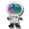 Globo metalizado de 36 pulgadas con forma de astronauta de PartyStore, con visor iridiscente y detalles espaciales.