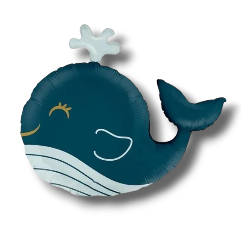 Globo de aluminio PartyStore con forma de ballena azul sonriente de 26 pulgadas para decoracion de fiestas infantiles
